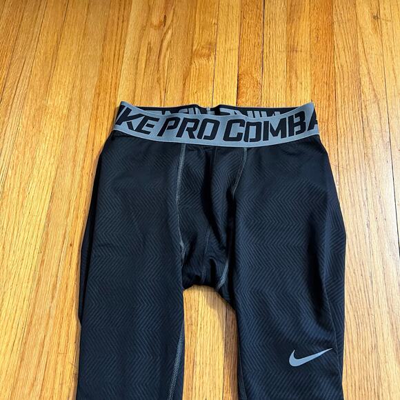 Nike Pro Combat Pants Mens Large Compression Training Tights Black - Picture 2 of 10